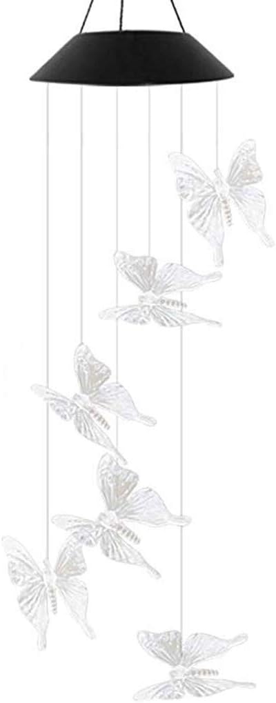 Tvoip Color Changing LED Solar Power Lamp Butterfly Wind Chimes Garden Decoration Yard Waterproof LED Light Lighting Hanging Decor (Butterfly) : Garden & Outdoor