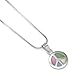 CHUVORA Sterling Silver Multi-Colored Mother of Pearl Shell Peace Love Symbol Sign Necklace 18''