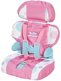 Cadson Car Seat and Booster with Seatbelt for Dolls and Stuffed Animals - Bring Your Favorite Friend for a Ride, Pretend Play Toy, Plush Travel, Pink, 13 Inches