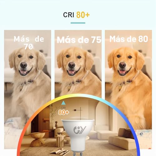 GY 4.9W GU10 LED Bulb 3000K Warm White 780LM (Equivalent to 80W), Non-Dimmable, 110 Degrees Beam Angle – Low Consumption Bulb Class B, No Flickering LED GU10 Bulbs, Pack of 10