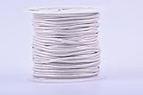 KONMAY 1 Roll 25 Yards 1.5mm Metallic Pearl White Soft Round Real Leather Jewelry Cord