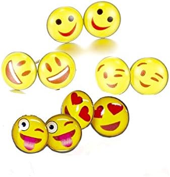 Emoji earrings - Assorted Smiley Faces - 12 Pair