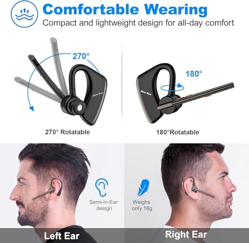 New Bee Auriculares Bluetooth V5.1 inalámbricos Manos Libres con 72 Horas de Tiempo de reproducción y micrófono CVC 8.0 Dual ENC con cancelación de Ruido (M50)