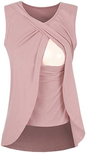 Shele Womens Nursing Tank Tops Sleeveless Breastfeeding Maternity Pregnant Shirt(Choose One Size Up)