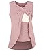 Shele Women's Sleeveless Nursing Maternity Pregnant Breastfeeding Tops (M, Blush)
