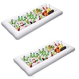 2 Packs Inflatable Pool Table Serving Bar - Large Buffet Tray Server With Drain Plug - Keep Your Salads & Beverages Ice Cold - For Parties Indoor & Outdoor use Bar Party Accessories