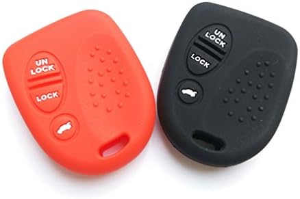 2Pcs MJKEY Red Black Silicone Rubber 3 Buttons Key Case Cover Fob Remote Skin Holder Keyless Entry for 2004 2005 2006 GM Pontiac GTO QQY8V00GH40001