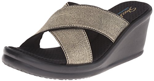 Skechers Cali Women's Rumblers Gore-Geous Wedge Sandal,Bronze,8 M US