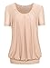 BAISHENGGT Women's Short Sleeve Pleated Front Mesh Blouse