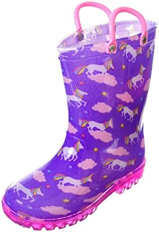 lilly Girls' Light-up Rubber Rain Boots - Purple, 11 Toddler