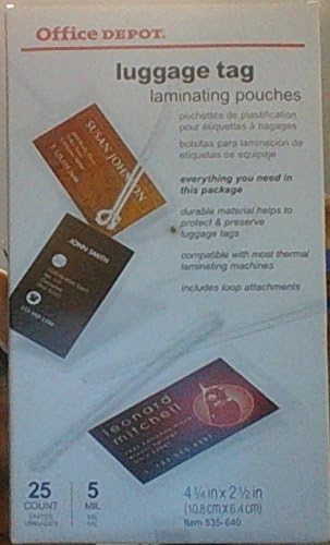 Amazon Com Office Depot Luggage Tag Laminating Pouches 25pk Everything Else