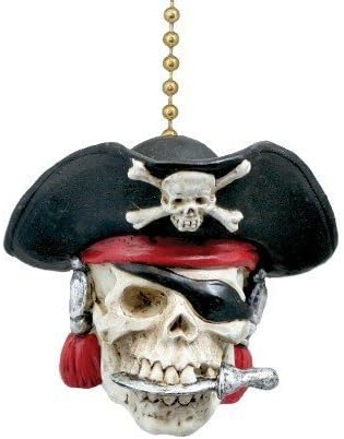 Pirate Skull Captain Ceiling Fan Pull by Clementine Design