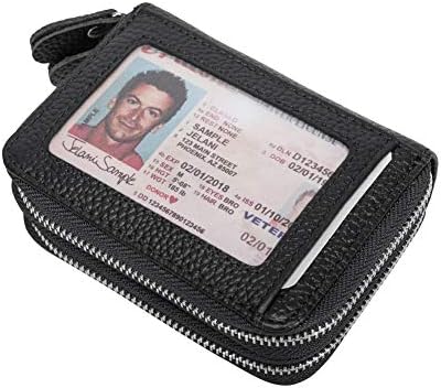 VIVOCASE Leather Credit Card Wallet RFID Credit Card Holder Zipper Window Card Wallet