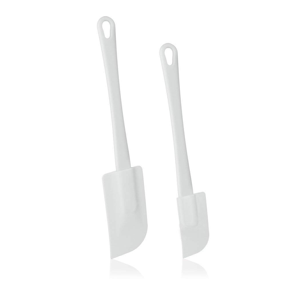 Metaltex Spatulas - Set of 2, Small and Large Silicone Cake Spatula, Mixing Batter Scraper, Baking Bakeware Spatula, White