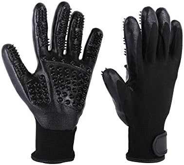 ZaraDaka Pet Grooming Glove/Deshedding Brush Efficient Gentle Comfortable Pet Hair Remover Fit For Pets with Long&amp;Short Fur(Black,One pair)