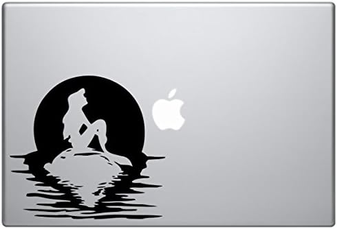 Ariel The Little Mermaid Inside the Full Moon Car Truck Laptop Tumbler Box Die Cut Vinyl Decal Sticker (Black, 6" )