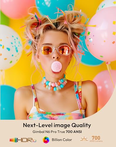 【Compatible with Netflix & AI Autofocus】XGODY Smart 4K Projector 700ANSI 1080P with 6D Auto Correction, FHD Movie Projector with WiFi 6 and Bluetooth 5.4, Home Cinema Projector for Bedroom