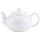RSVP International Stoneware Teapot Collection, Microwave and Dishwasher Safe, 16 oz, White