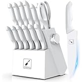 imarku Knife Set with Block,Sharp Knives Set with Built-in Sharpener,Japanese Stainless Steel Kitchen Knife Set with Non-Slip