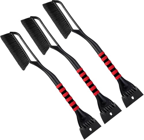 FOVAL Grattoir à Glace de 68,6 cm (Lot de 3), grattoir à Neige Plus Large (12 cm de Largeur) avec poignée en Mousse Confortable pour Voitures, camions, SUV, Pare-Brise, fenêtre – Outil d'hiver