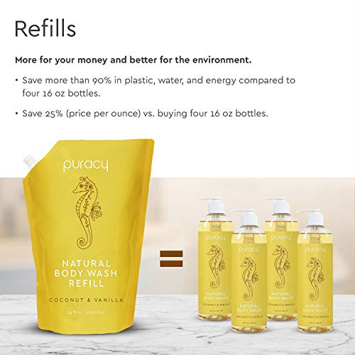 Puracy Awake Body Wash Refill Perfect Skin, Pure Ingredients 98.6