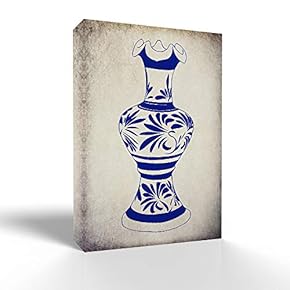 Canvas Wall Art Blue and White Porcelain Pictures Home Wall Decorations for Bedroom Living Room Paintings Canvas Prints Framed - 12x18 inches