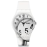 Swatch Enlarge Time White Dial White Silicone Strap Unisex Watch SUOW704