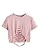 SweatyRocks Tshirt Camo Print Distressed Crop T-Shirt (Small, Pink#1)