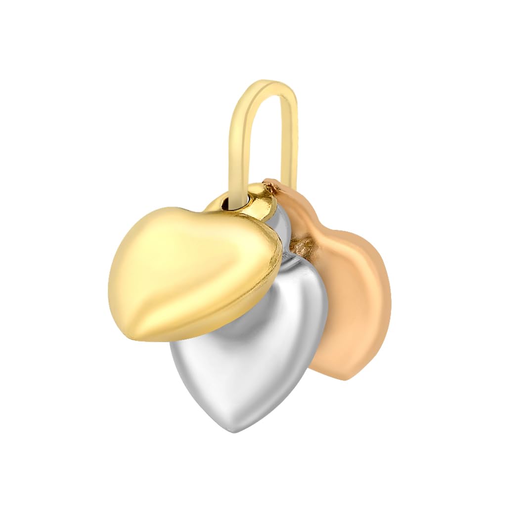 CARISSIMA Women's 9 ct 3 Colour Gold Heart Pendant of Length 0.9 cm