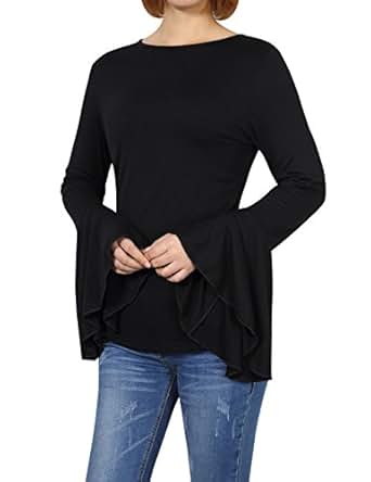 Fashion Women Modest Tie Back Drape Bell Sleeve Flare Knit