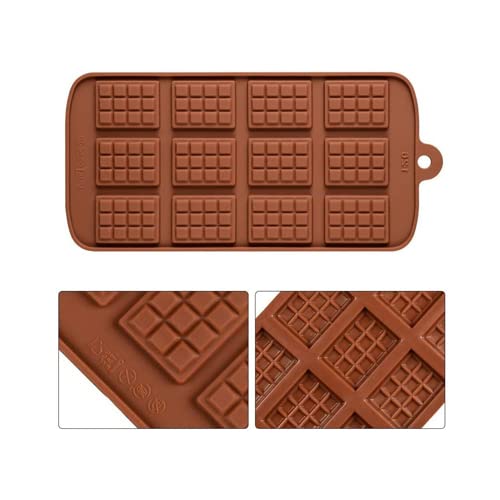 Selecto Bake Small Silicone Chocolate Bar Mould, Mini Chocolate Bar Moulds, Candy Chocolate Making Mold, 12 Cavity Small Break Apart Cake Decoration Cubes DIY Baking Molds Candy Bar
