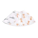 Aden by Aden + Anais Burpy Bib, 100% Cotton Muslin, Soft Absorbent 4 Layers, Multi-Use Burp Cloth and Bib, 22.5” X 11”, Single, Safari Friends - Tiger/Zebra