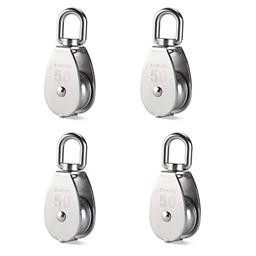 Rocaris 4 Pack M50 Lifting Single Pulley Roller Loading 880Ibs, 304