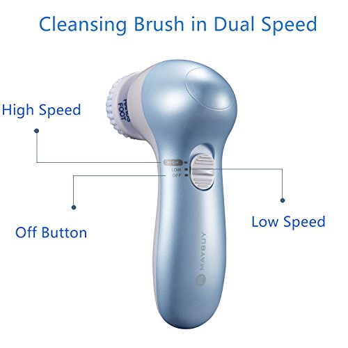 Maybuy Women 5 in 1 Electric Facial Cleansing Wash Brush Pedicure Foot Care File Tool for Remove Dead Skin Care Brush
