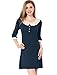 Allegra K Women Peter Pan Collar 3/4 Sleeve Casual Short Shift Dress, Small, Dark Blue