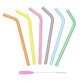 Reusable Silicone Straws, Standard Size (x6), Eco BPA-Free with Cleaning Brush, Soft & Flexible for Safely Drinking Hot & Cold Drinks | Premium Quality, Seraphina's Kitchen | Protect Your Teeth Now!