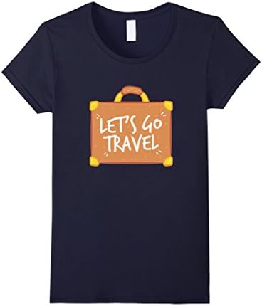 Womens Let's Go Travel - I Love Traveling - Graphic T-shirt XL Navy