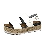 SODA Womens Kazoo Espadrille Sandal Shoes White Pu 8