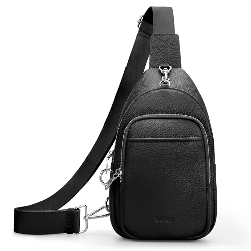 befen Genuine Leather Small Sling Bag for Women Anti-Theft Crossbody Chest Bags Multi-Pockets Fanny Pack with RFID Card Slots
