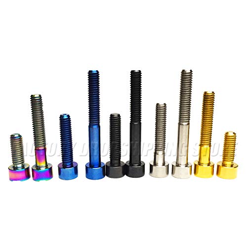 Ochoos Ti M6 X 10 16 18 20 25 30 35 40 45 50 65 mm Stigma Bolts Titanium Screw for Road Bike/MTB Bicycle Seatpost Brake Headset - (Color: Rainbow, Thread Diameter: M6, Length: 65mm) - Thumbnail 3