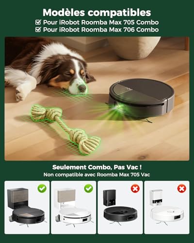 21 Accessory Kits for iRobot Roomba Max 705/706 Robot Vacuum Cleaner Combo: 2 Main Brushes, 2 Washing Roller, 6 Side Brushes, 4 HEPA Filters, 6 Vacuum Cleaner Bags, 1 Brush