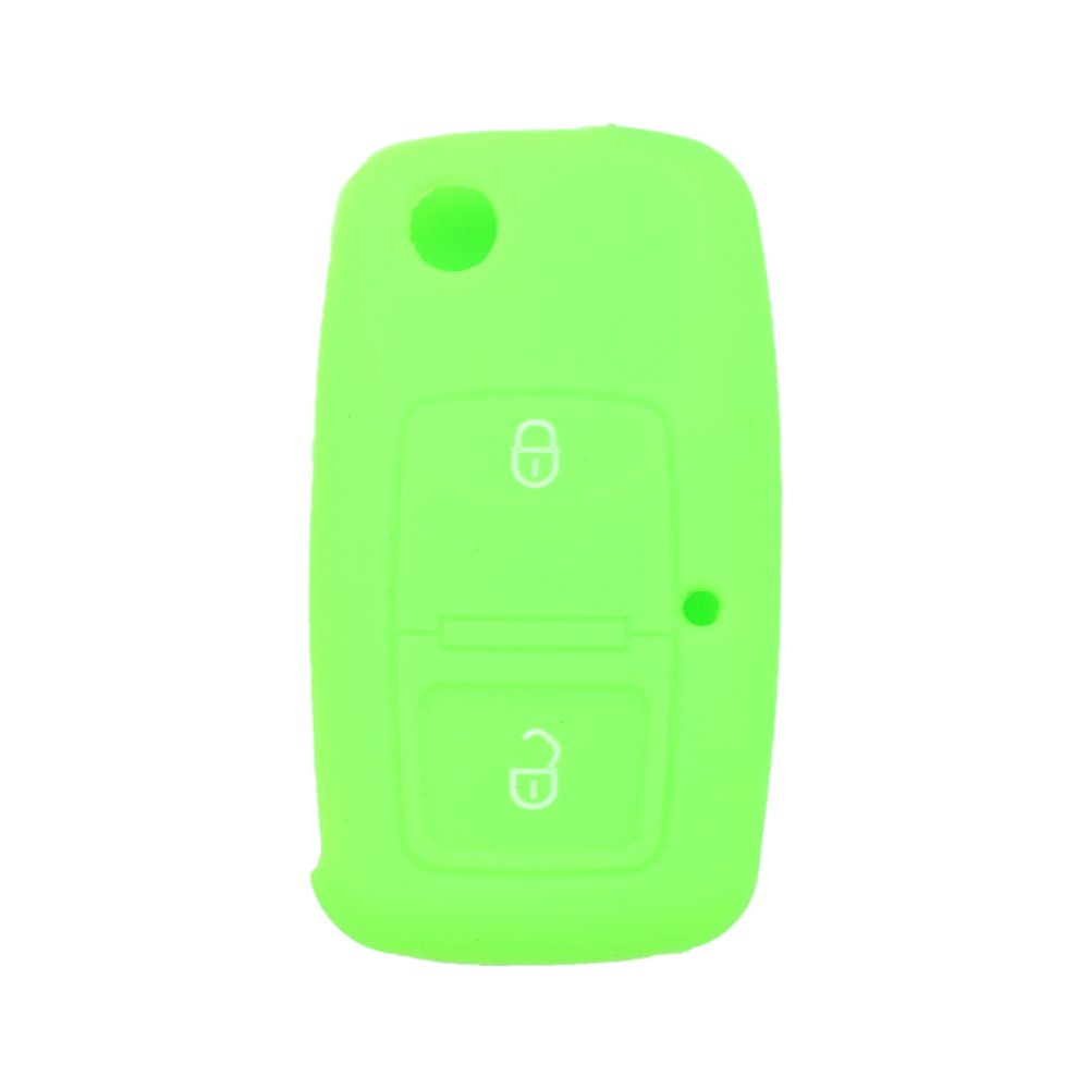 BROVACS Silicone Cover Protector Case Holder Skin Jacket Compatible with VOLKSWAGEN Passat Golf Bora Touran Polo 2 Button Flip Remote Key Fob CV9805 Light Green
