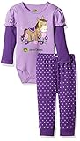 John Deere Baby Girls' Bodysuit and Pant Set, Purple, 3-6 Months