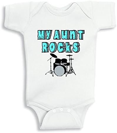 NanyCrafts Baby's My Aunt Rocks - Drummer baby bodysuit 18M White
