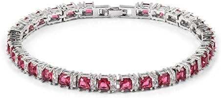 Shop LC Rubellite, Cubic Zirconia Silvertone Tennis Bracelet for Women Size 7.50"