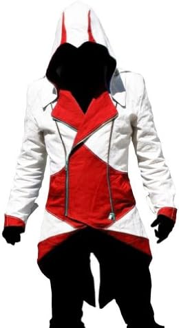 C2MOON Assassin's Creed 3 Connor Kenway Hoodie Jacket Costume /Cosplay(Male-2XLarge, White/Red)