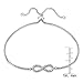 Hoops & Loops Sterling Silver Cubic Zirconia Infinity Adjustable Pullstring Bracelet