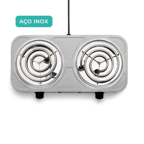 Fogareiro Elétrico 2 Bocas Espiral 127V/220V 2000W Portátil BAYTECH (Prata, 220V)
