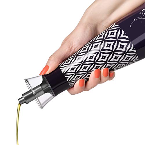 No Funnel Needed - Olive Oil Dispenser Glass Bottle with Dark Film to Protect Cooking Oils and Balsamic Vinegar From Heat and Light Airtight Containers Help Keep oils from spoiling | 17 ounce cruet - Thumbnail 4