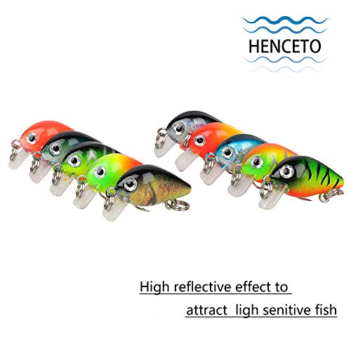 HENCETO Angelköder Crankbaits Set Hard Bait Vib Micro Lure Topwater Köder mit Drillingshaken, lebensechter Schwimmköder… – Bild 4